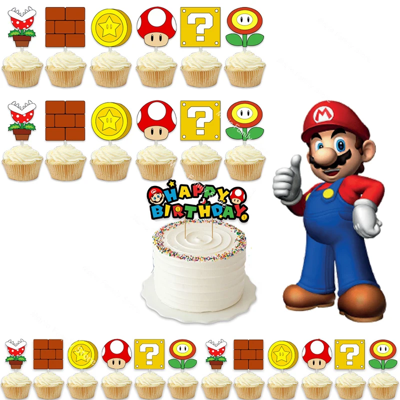 Super Mario Bros Cake Topper Anime Bambini Compleanno Torta Inserto Decorazioni Cartone Animato Dessert Torta Decorazioni Fai Da Te Forniture Regali
