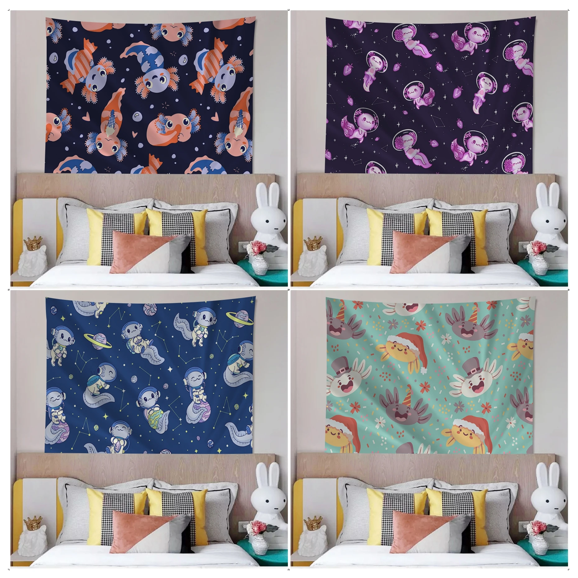 

Cute Axolotl Tapestry Colorful Tapestry Wall Hanging Bohemian Wall Tapestries Mandala Wall Hanging Sheets