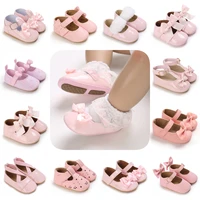 Baby Spring and Autumn Cute Bow Pink Soft Rubber Bottom Anti slip Princess Shoes 0-18 Months Newborn Casual Walking Shoes 1