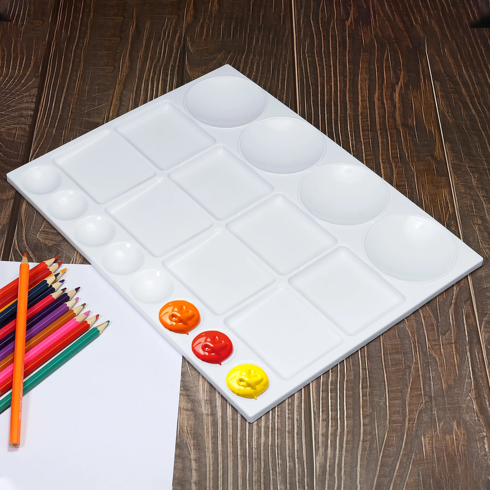 2Pcs 20 Wells Watercolor Paint Tray Palette Plastic Rectangle Pallet Acrylic Painting Mixing Plastic Artist Large Square Palette