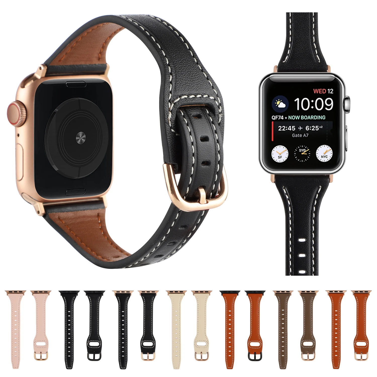 

Ремешок кожаный для Apple Watch Band 7 41 мм 45 мм, умный Браслет для iWatch Series 7 6 Se 5 3 44/40 мм 38/42 мм