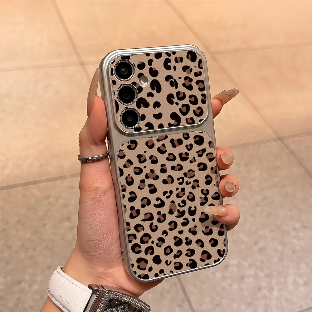 Classic Brown Leopard Print Retro Cool Style Lychee Texture Phone Case