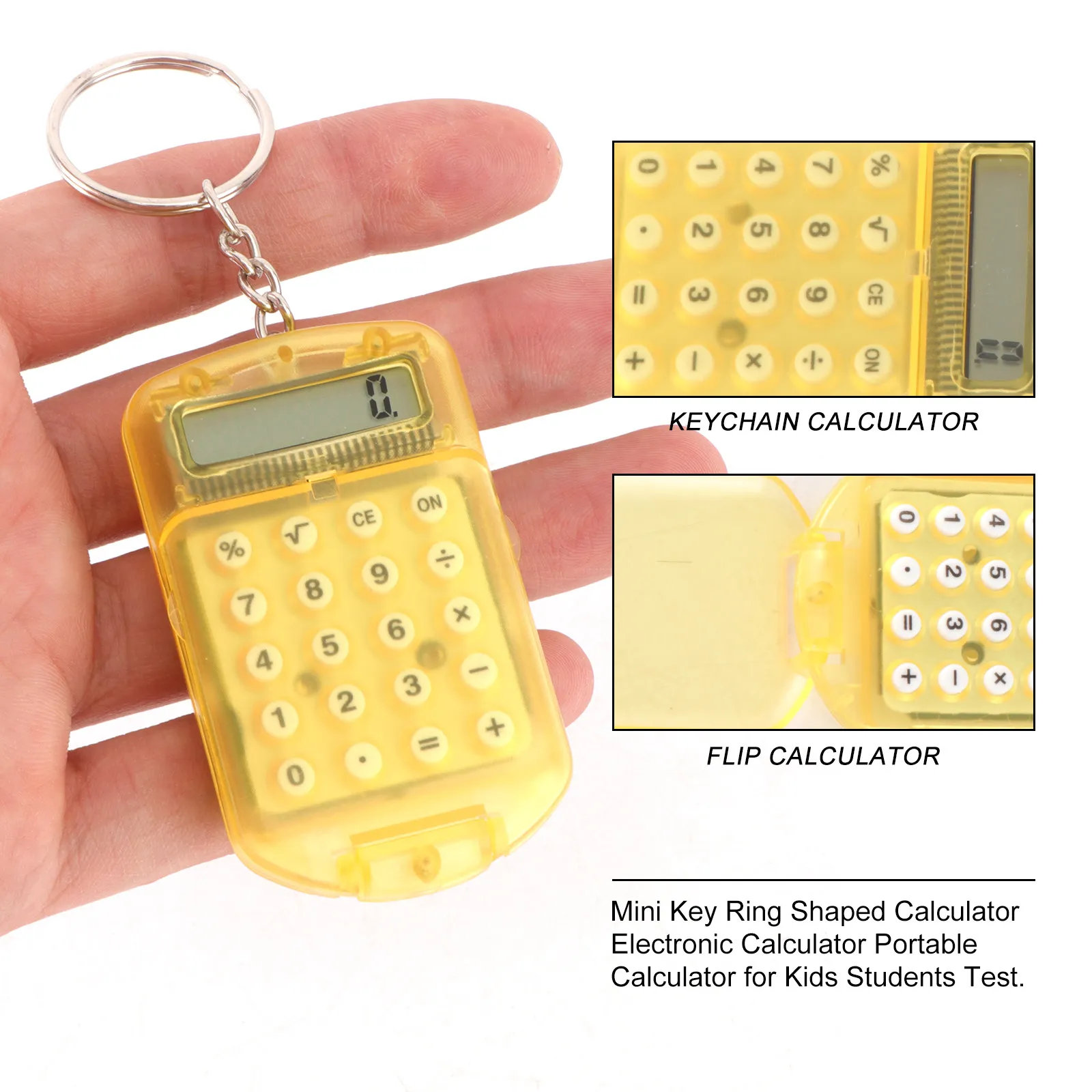 3Pcs 열쇠고리 모양의 계산기 일상 생활 학교 홈 오피스 사용을 위한 프리미엄 플라스틱 휴대용 전자 계산기