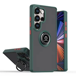 Armored Frosted Ring Holder Phone Case with Fall - Resistant Back Cover - Galaxy A70s (Green)