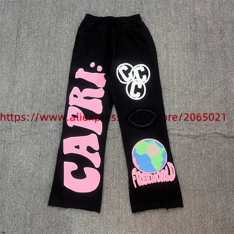 Description Picture 3 of itemPuff Print Project Capri Flared Sweatpants Men Women Casual Pants Jogger Sweat Pants Terry Trousers