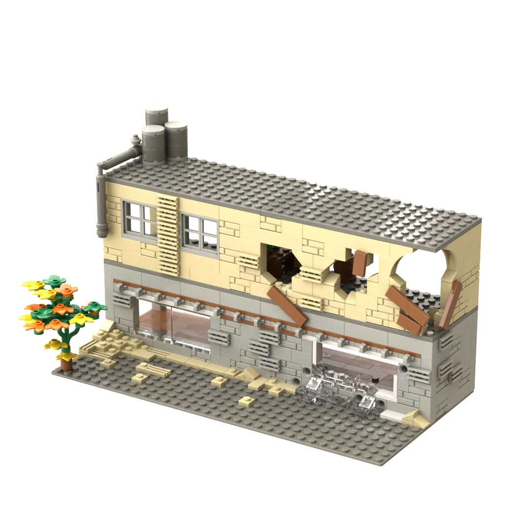 

MOC Parts WW2 Abandoned Ruined Base Military Building Blocks Army Soldier DIY Scenes Bricks Pack Construction Toys Boys Gifts