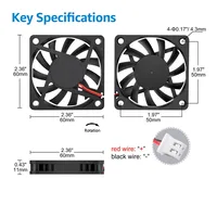 60x60x10 mm DC 5V 12V24V 6010 Brushless Axial Cooler Dual Ball 60mm 2PIN Cooling Fan for Cooling DIY PC Computer Case Fan 6