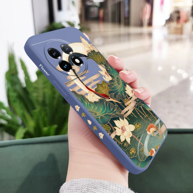 Golden Lotus Liquid Silicone Phone Case Cover