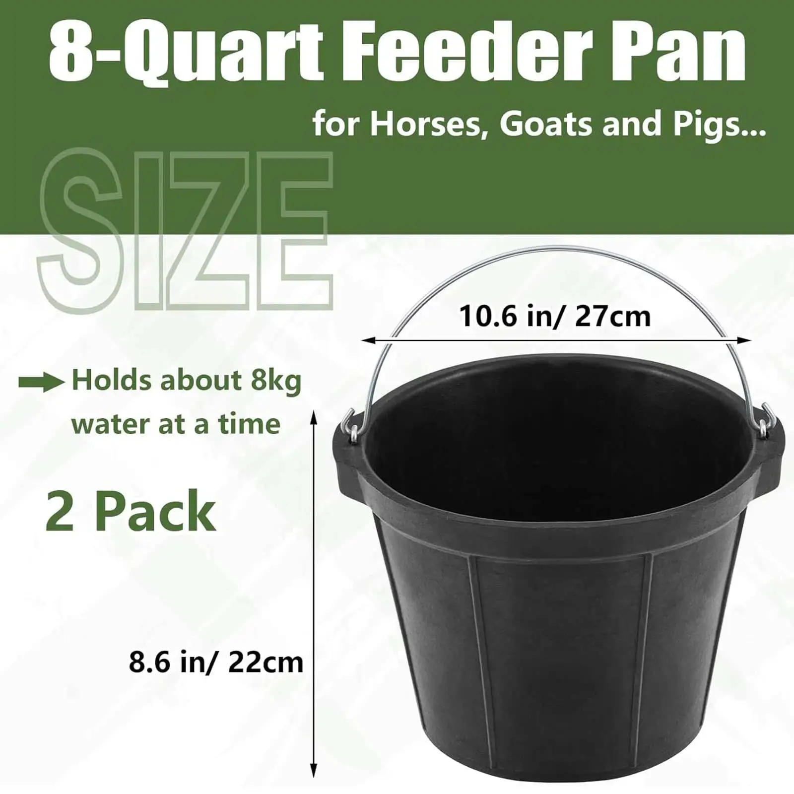 Rubber Feeder Bucket 8L Versatile Utility Horse feed Pan Horse Feeder Horse feed Bucket for Animal Feeding Goats Pig Chicken