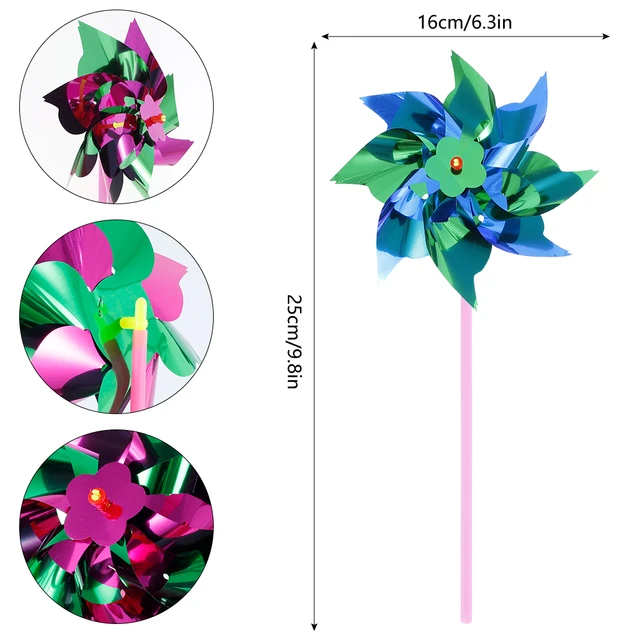 50pcs Plastic Rainbow Pinwheel Mixed Color Party Pinwheels DIY Lawn Garden Yard Windmill Decor Outdoor Children Kids Fun Toys 6