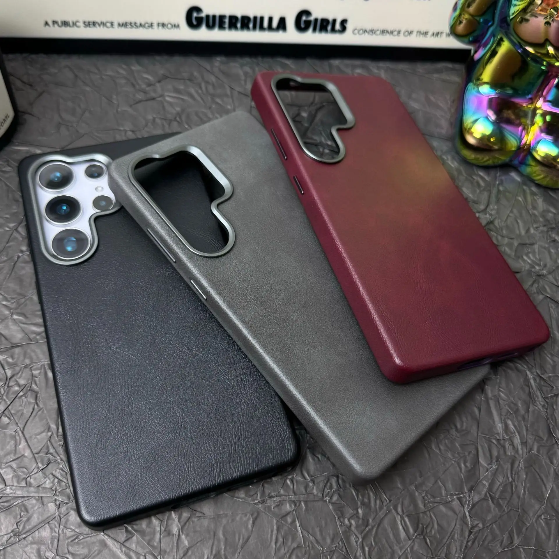 Acabamento couro PU retrô case Samsung