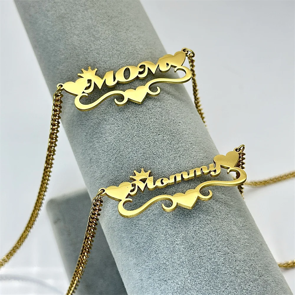

Модное ожерелье с именем на заказ, индивидуальное женское ювелирное изделие из нержавеющей стали, подарок на день матери для мамы