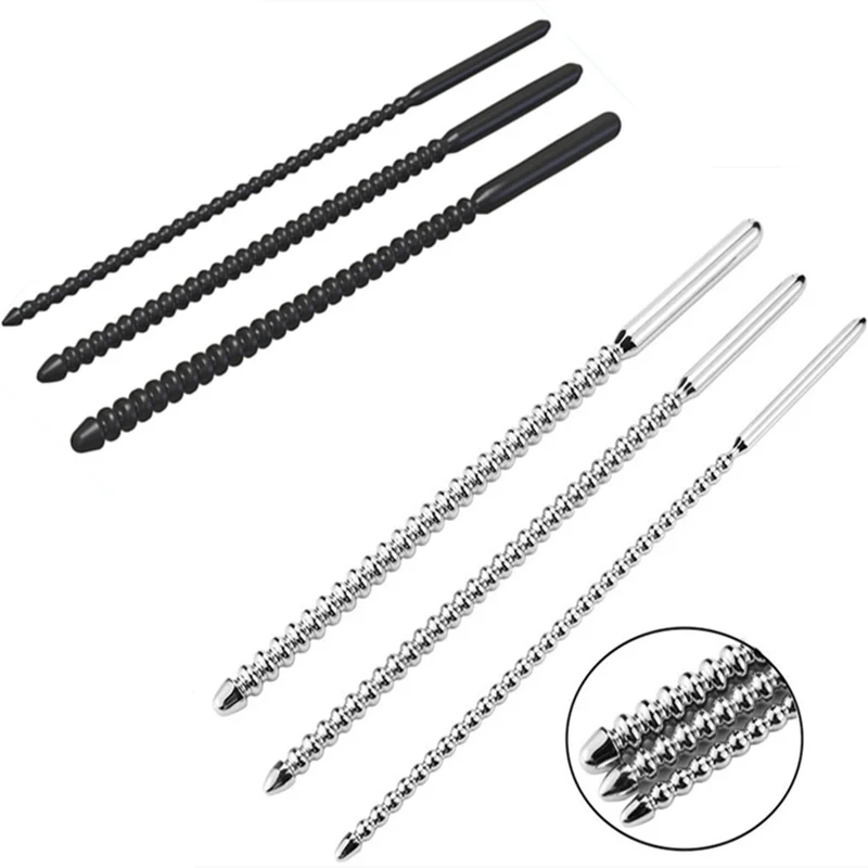 Stainless Steel Penis Plug Metal Horse Eye Stimulation Silicone Urethral Sounding Massage Wand Sex Toys For Men Masturbation