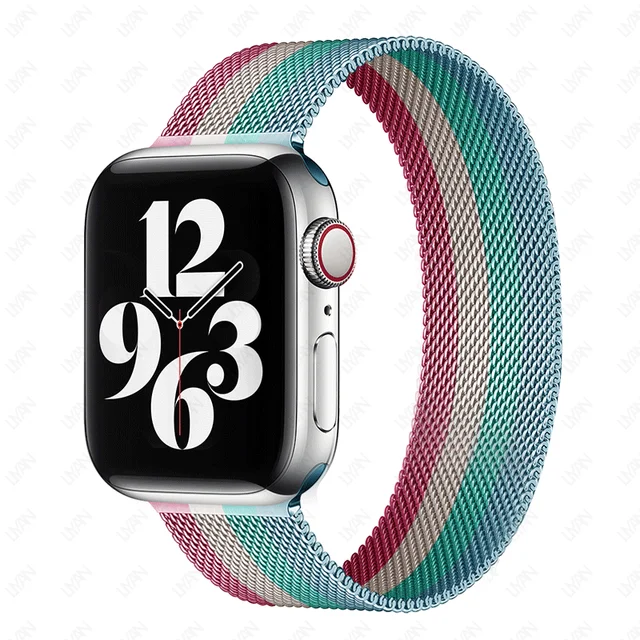 Magnetic Loop Strap For Apple watch Band 45mm 41mm 44mm 40mm 42mm 38mm Stainless steel correa bracelet iWatch serie 3 7 5 6 se 3 Pride spearmint 46