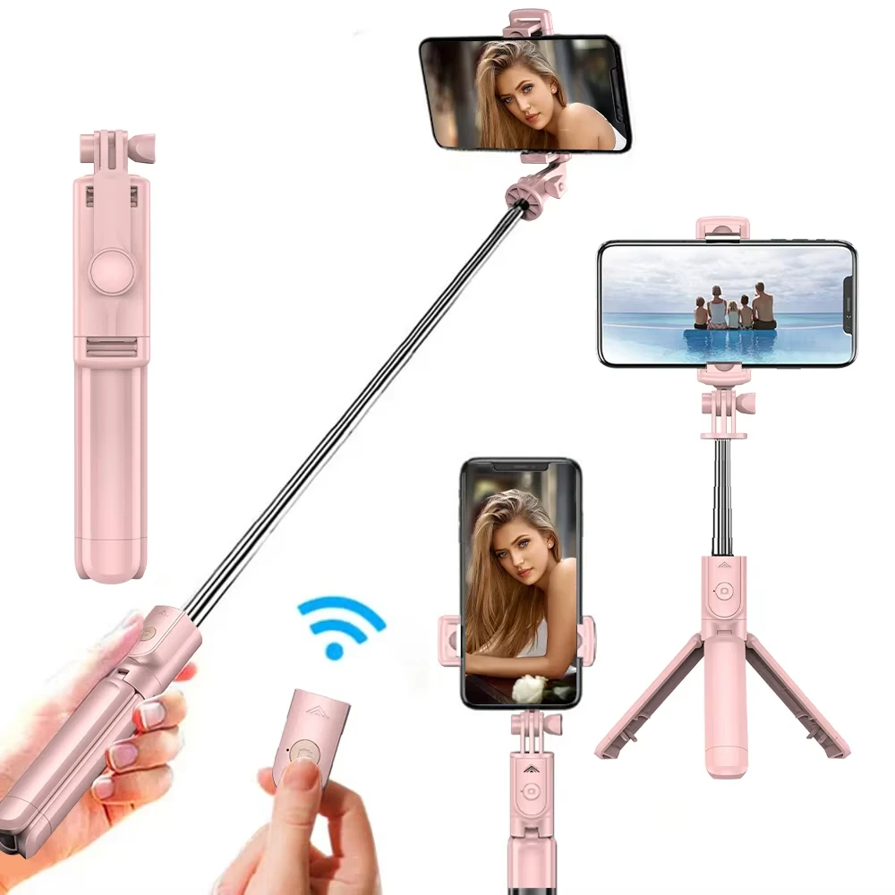 Wireless Selfie Stick Tripod Stand with Detachable Remote for iPhone Mobile Phone Live Streaming