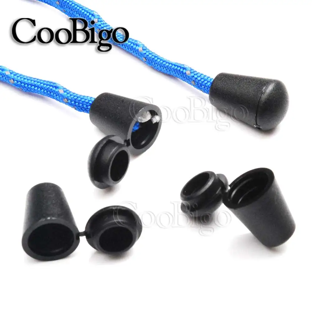 Cord Ends Bell Stopper Lid Lock Plastic Toggle Clip For Paracord Clothes Bag Sports Wear Shoe 12pcs/pack