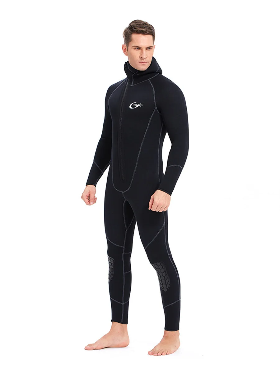 Men's 7mm Neoprene Hoodie Wetsuit, Front Zip Full Body Keep Warm Scuba Diving Suit Underwater Hunting Surfing Spearfishing 4