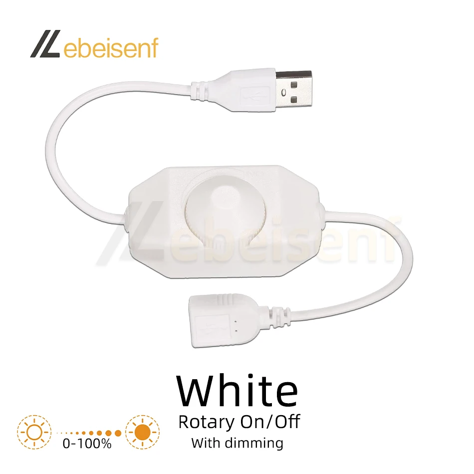 Cavo USB Con Interruttore On/Off – Maschio A Femmina, 28 Cm, 2A, Per Lampade LED, Ventole, Progetti Arduino (Bianco) - 3
