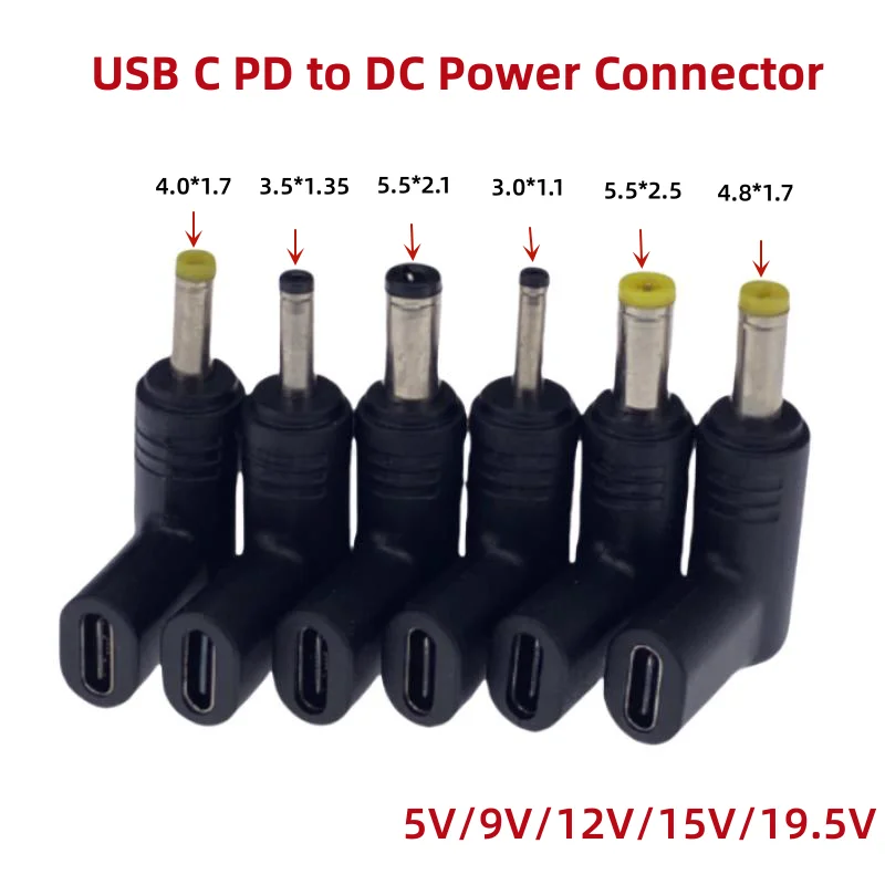 USB C PD to DC Power Connector Universal 5V 9V 12V 15V 19V TypeC to DC Jack Plug Charge Adapter Converter for Router Tablet Fan