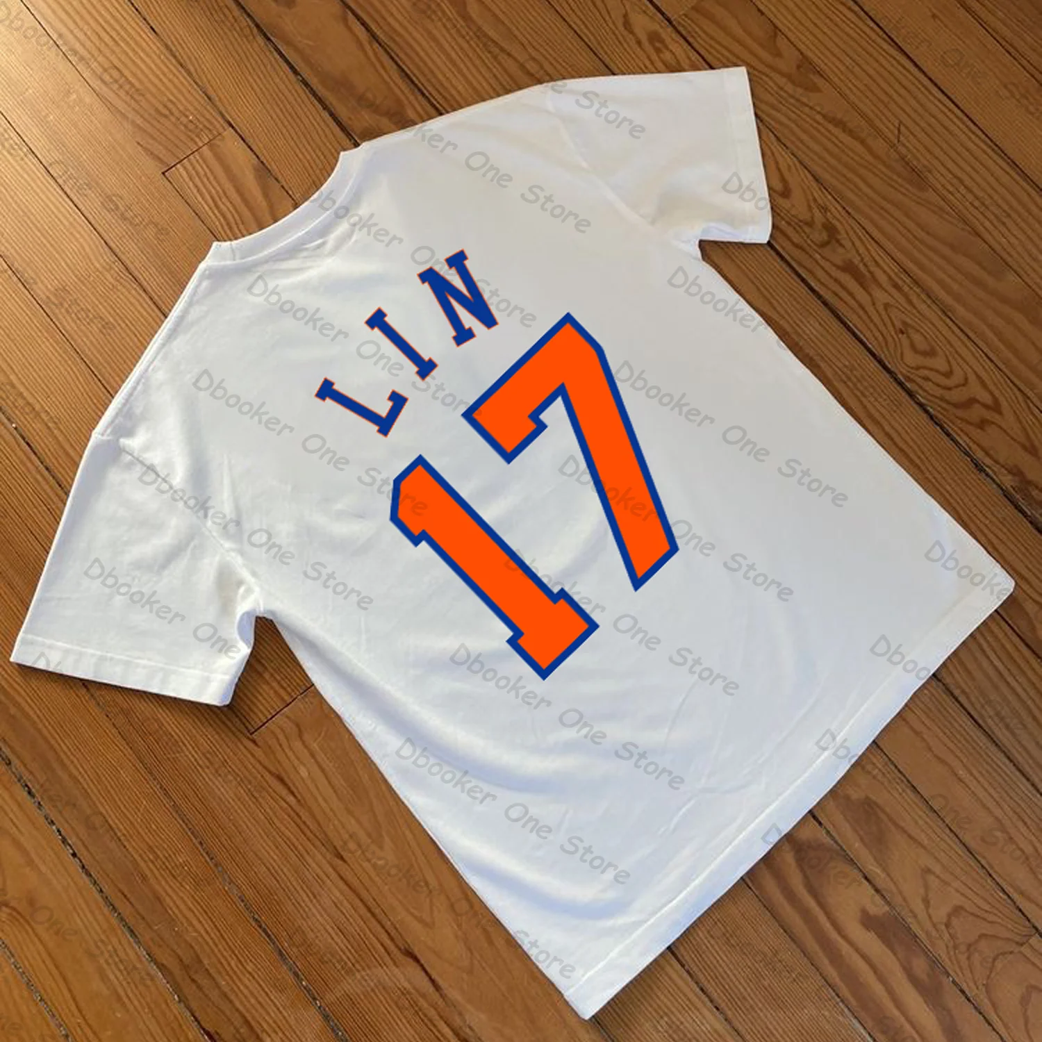 260 Grams Heavy Cotton Jeremy Lin Knicks Sports Vintage T-shirt Hip Hop Men's Women's Short-Sleeved Tops