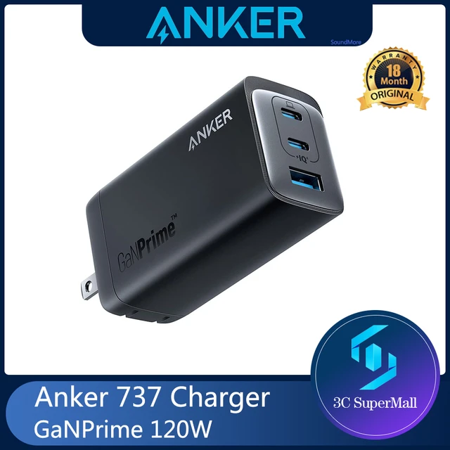 Anker 737 USB Charger GaNPrime 120W, PPS 3-Port Fast Compact