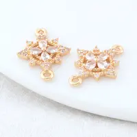 Breloques en laiton couleur or 14K, 6 pièces, 13.5x18MM, 2 trous, fleurs, pendentifs, collier, fournitures de fabrication de bijoux, accessoires de bricolage 4