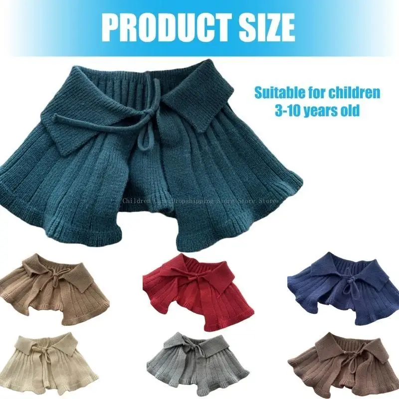  여아 니트 숄 부드럽고 통기성이 뛰어난 탈착식 가짜 칼라 3-10T 아동용