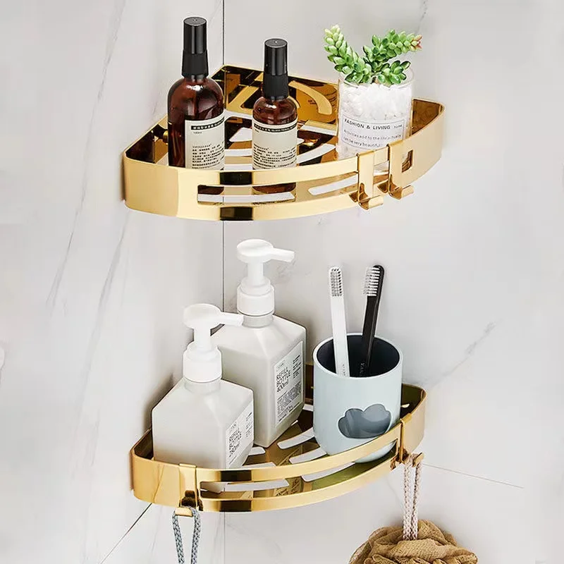 304 stainless steel golden triangle bracket corner bracket bathroom triangle storage rack toilet wall bath accessories