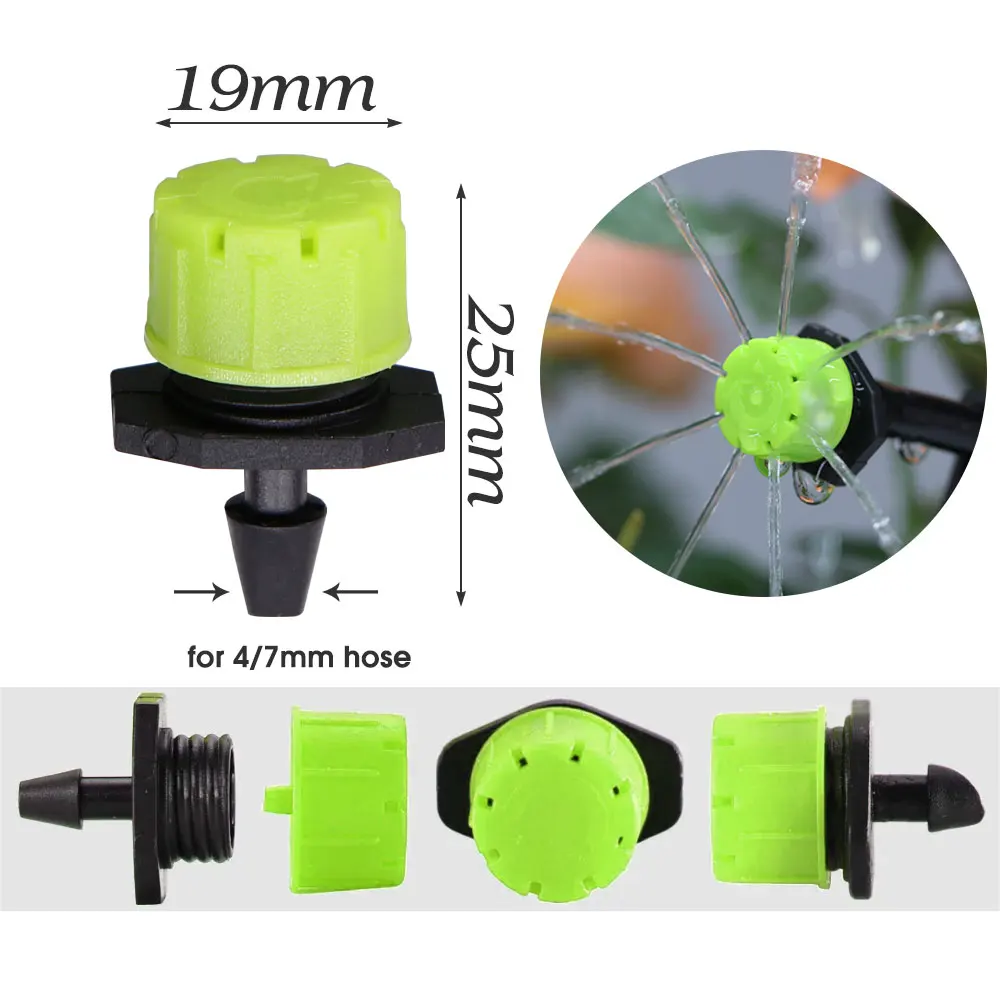 Plants Irrigation Kits Plant Waterer Drip Irrigation Spike Drip Irrigation Drip Irrigation Sprinklers Garden Dripper 50PCS Green 8-Hole Adjustable Dripper Sprinklers 1/4'' Barb Emitter Micro Drip Irrigation Nozzle for Garden Hose Watering System