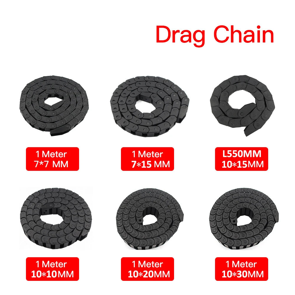 7 x 7mm 10x 30 mm Cable Drag Chain Wire Carrier With End Connectors For CNC Router Machine Tools