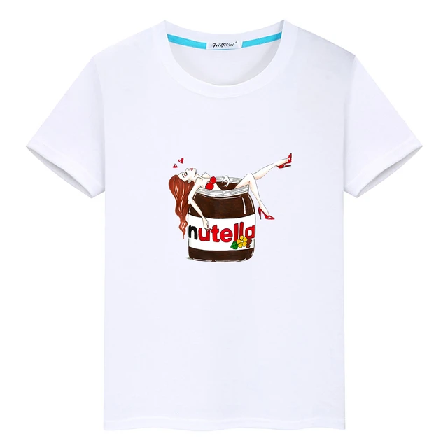 I Love Nutella T-shirt Cartoon Short Sleeve Summer Tee-shirt 100% Cotton Boys/Girls Children Funny Kawaii Tees - AliExpress