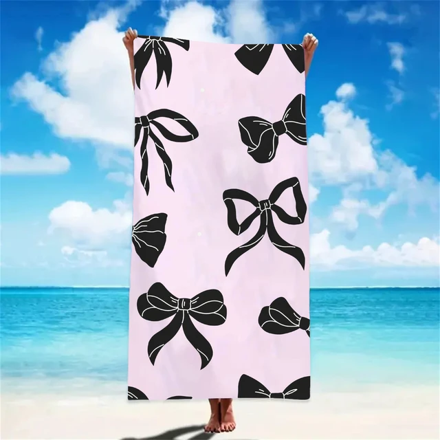 Princess Beach Towels Bow Custom Name Towel Personalized Holiday Travel Birthday Gifts For Women Adult Quick-Drying Bath Towels 3