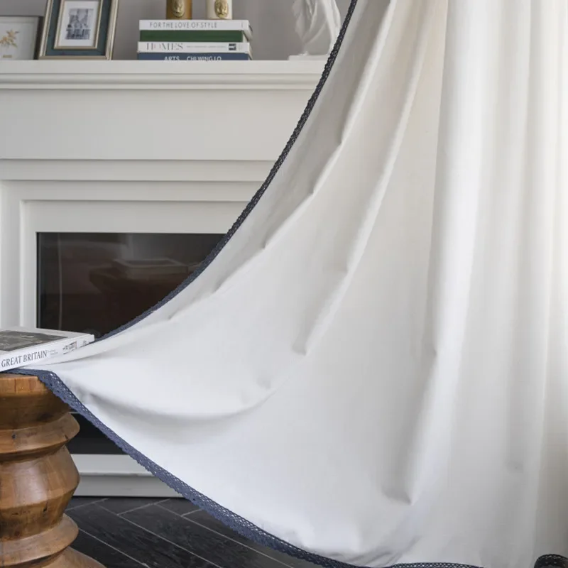 Cotton Linen Boho Solid  Window Curtain with Lace Blackout Valance for The Luxury Living Room Curtains for Living Room 2