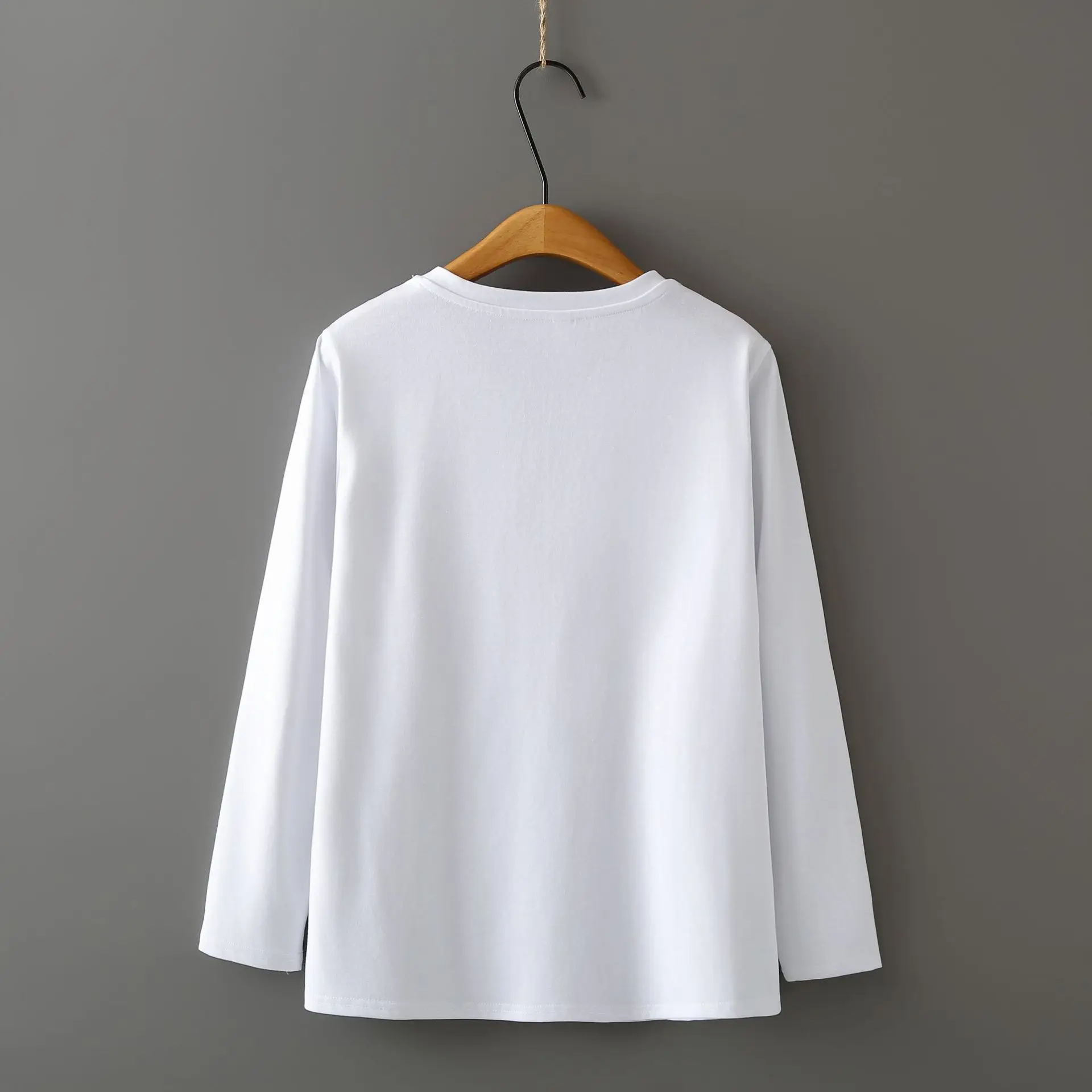 Fashion Plus Size Women's T-Shirt Autumn New Simple Solid Color Long Sleeve Top 2553