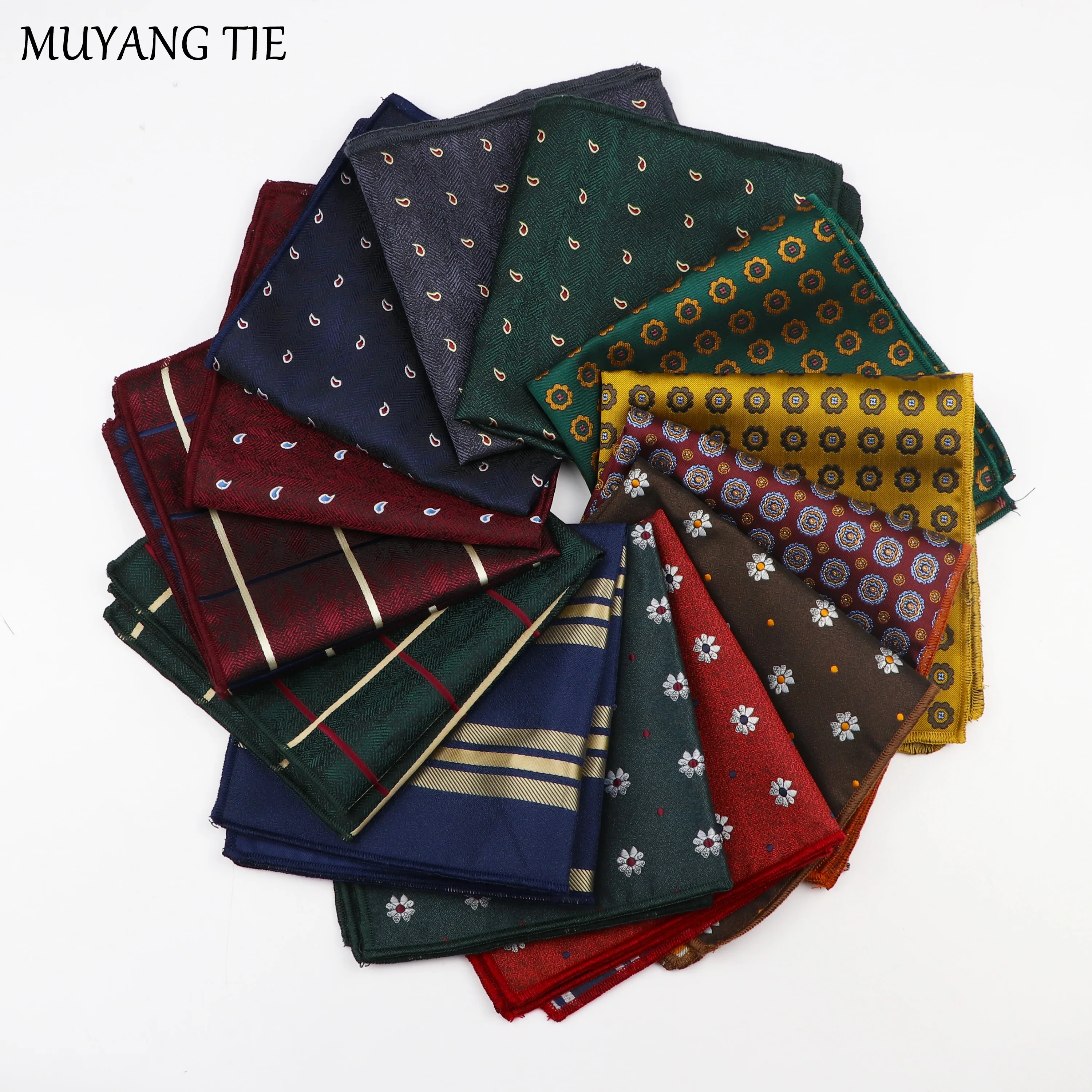 Polyester Square Scarf Of Men Vintage Fabric Of Business Suit Hankies Men's Pocket Square Handkerchiefs 24*24cm