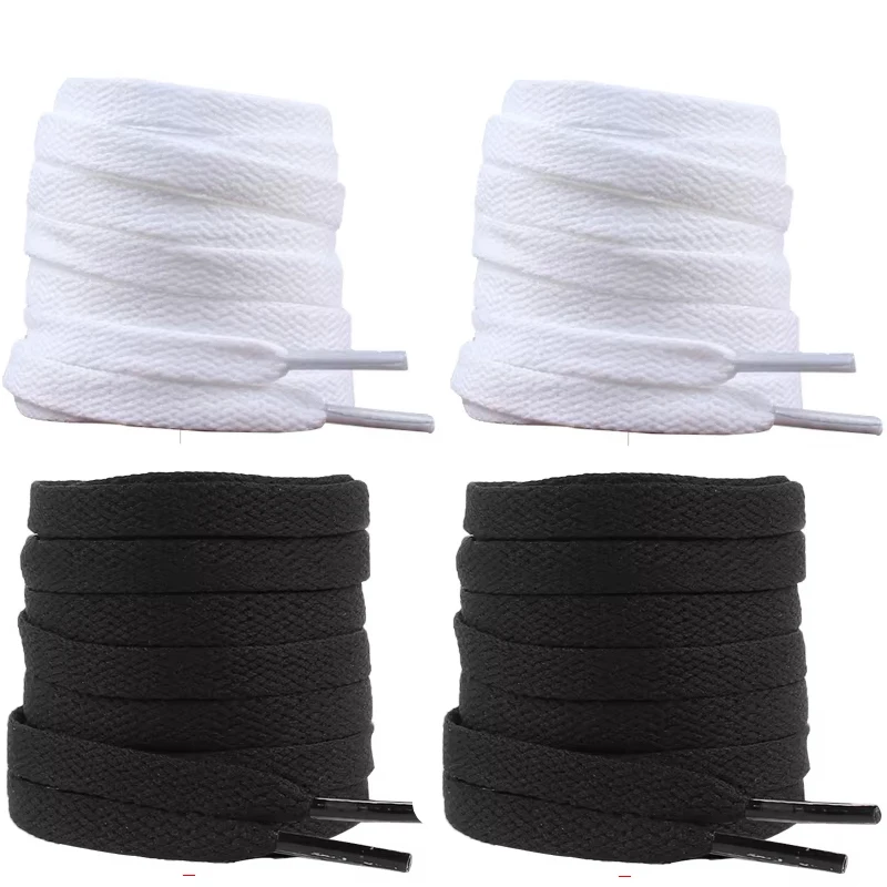 Classic Two-Tone Flat Shoelaces - Durable 8mm Wide - Available in Multiple Pack Sizes