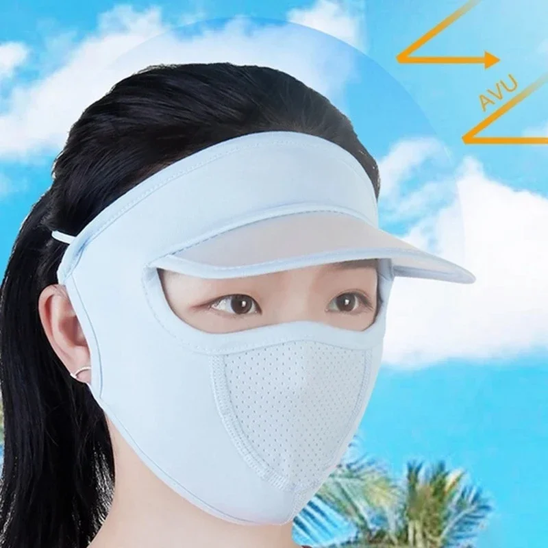 Ice Silk Sunscreen Full Face Mask Sun Hat UV Protection Cycling Outdoor Beach
