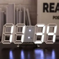 LED Glow Night Mode 3D Digital Wall Clock (White)