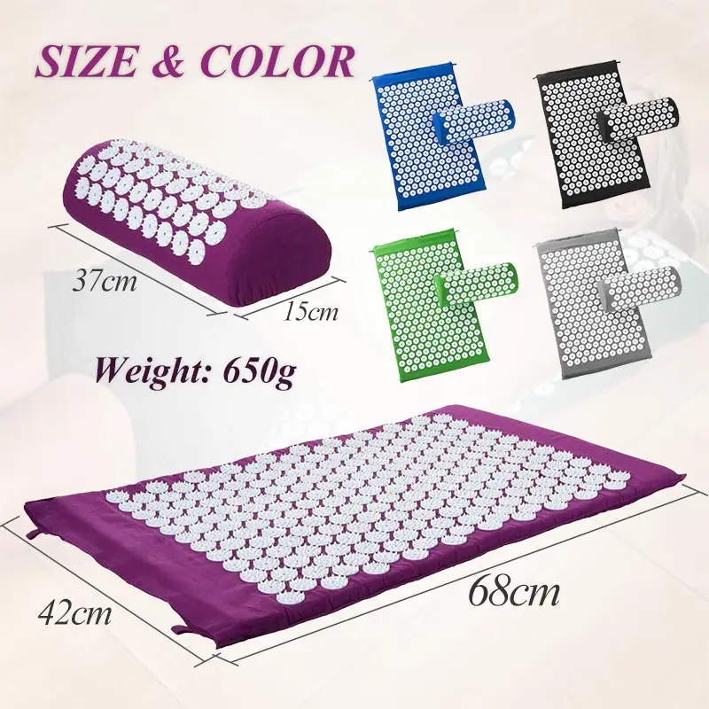 Massage Mat Acupressure Mat Yoga Lotus Spike Relieve Back Body Pain Spike Applicator Yoga Bag Pranamat