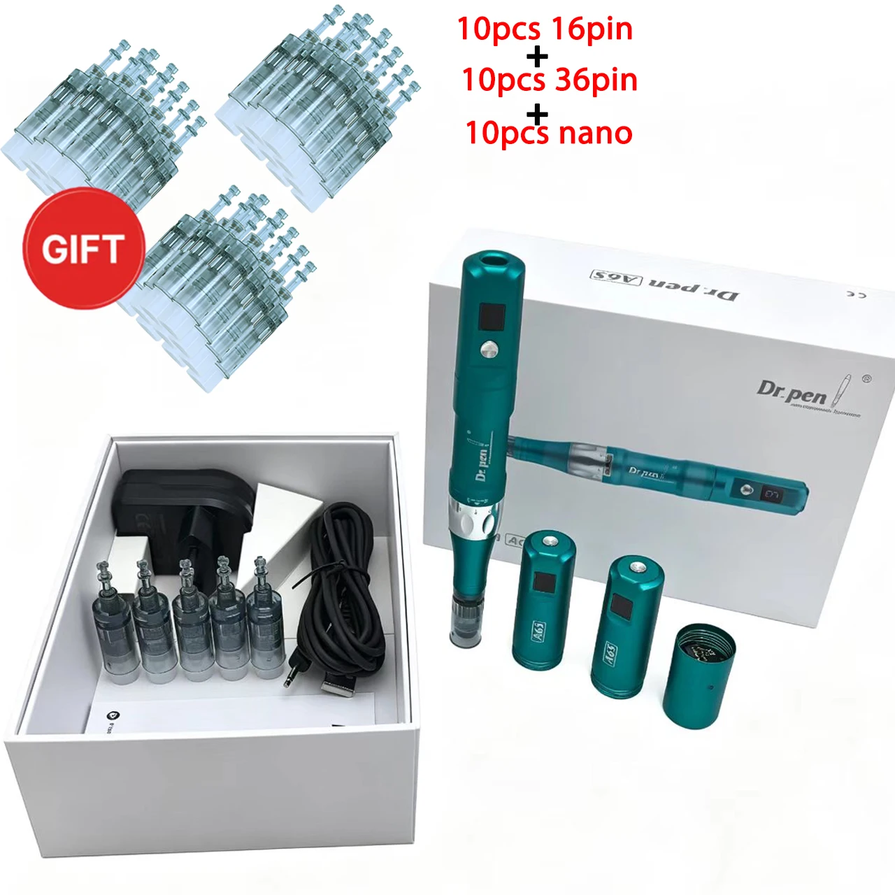 Original Dr. Pen Ultima A6S With 32PCS Cartridge Wireless Derma Pen Skin Care Device Microneedling Machine Needles_voghion.com