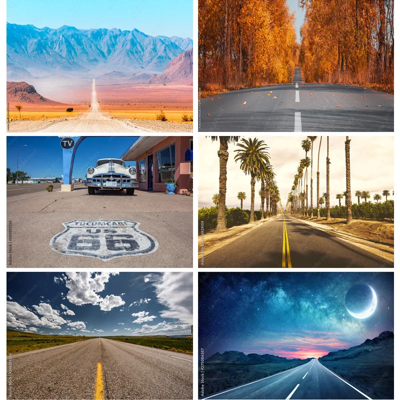 

SHENGYONGBAO Highway Nature Scenery Photography Backdrops Travel Landscape Photo Backgrounds Studio Props 211228 GLL-06