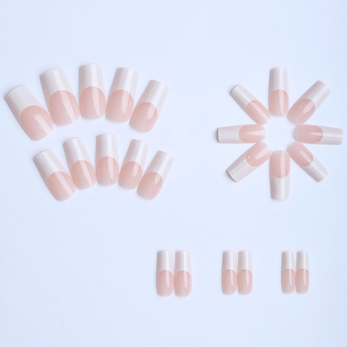 24 Stück weiße künstliche Nägel im französischen Stil, tragbare Ballett-Sarg-Nagelspitzen, vollflächige Acryl-Press-on-Nägel, künstliche Nägel für Frauen – Detail 1
