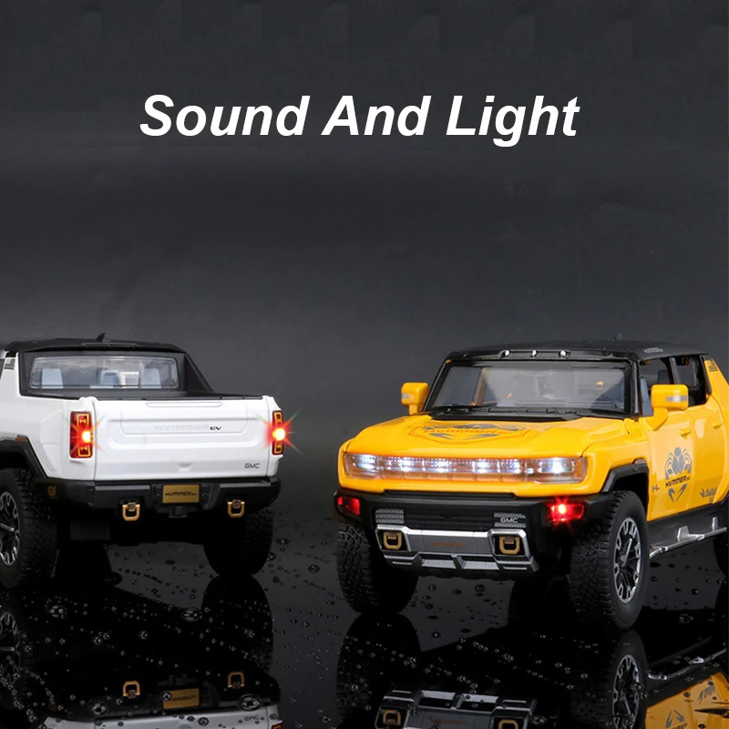 1:24 Hummer Ev Truck Alloy Car Model New Energy Off-Road Vehicle Toys Simulation With Sound And Light Two Styles