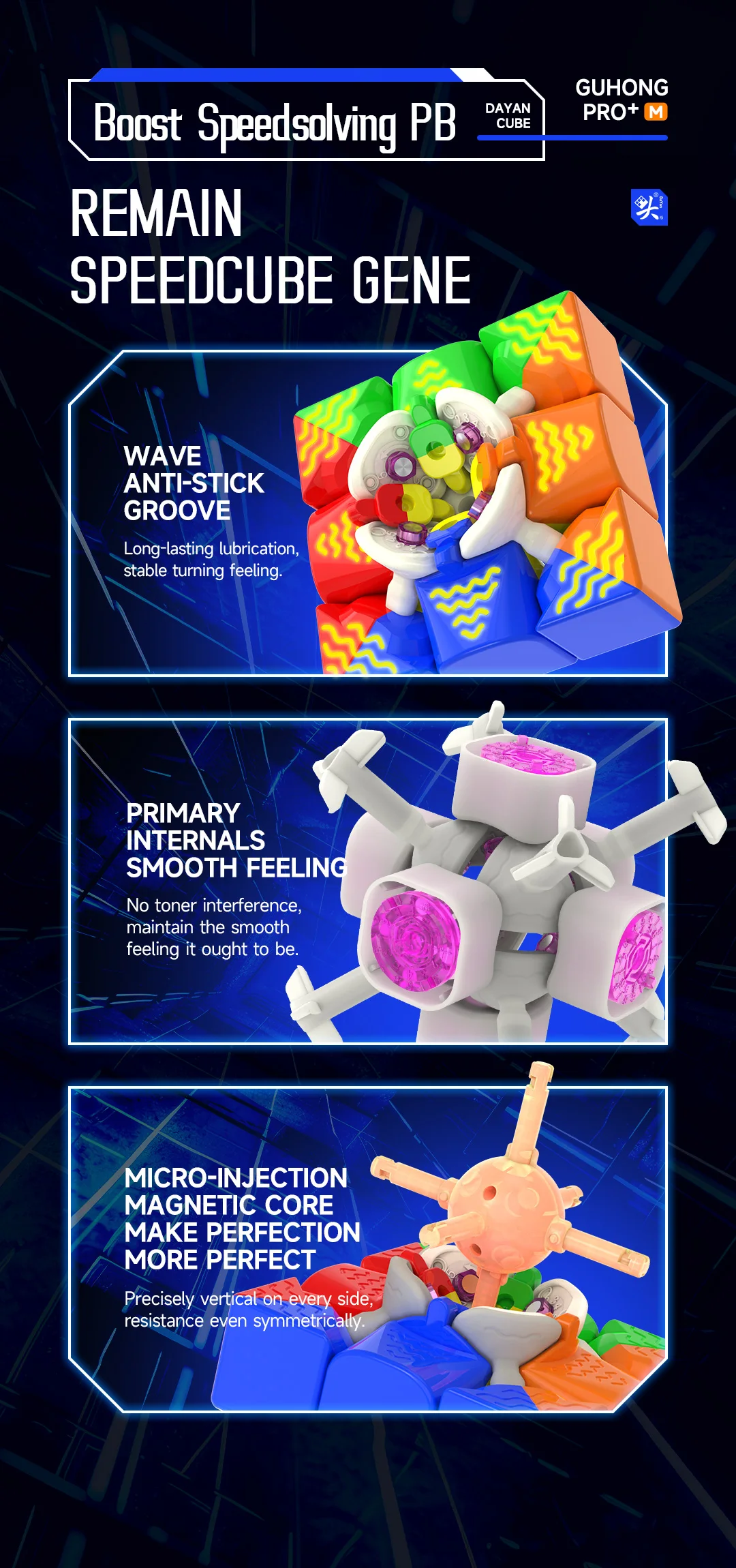 [JudyCube] DAYAN Guhong Pro+ 3X3 Maglev Magnetischer Zauberwürfel Zappelspielzeug Dayan Cube 3X3 Guhong Spring Cubo Magico Puzzle – Detail 7