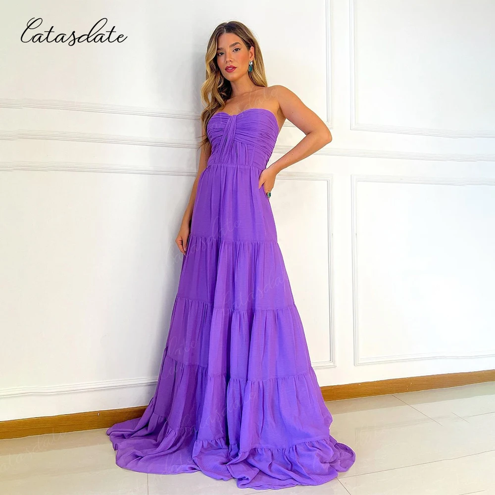 

Catasdate Long Evening Dress Strapless Party Dresses for Women Formal Occasion Dresses vestidos de noche