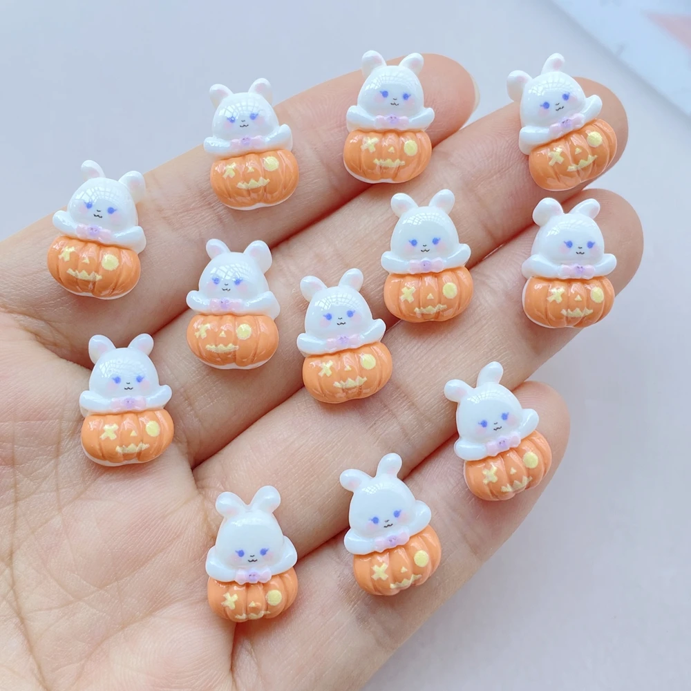 10 Stück süße Mini-Halloween-Fledermaus-Kürbis-Harz-Cabochons mit flacher Rückseite, Scrapbooking, DIY-Schmuck, Haarnadel, Handwerk, Dekoration, Zubehör – Detail 5