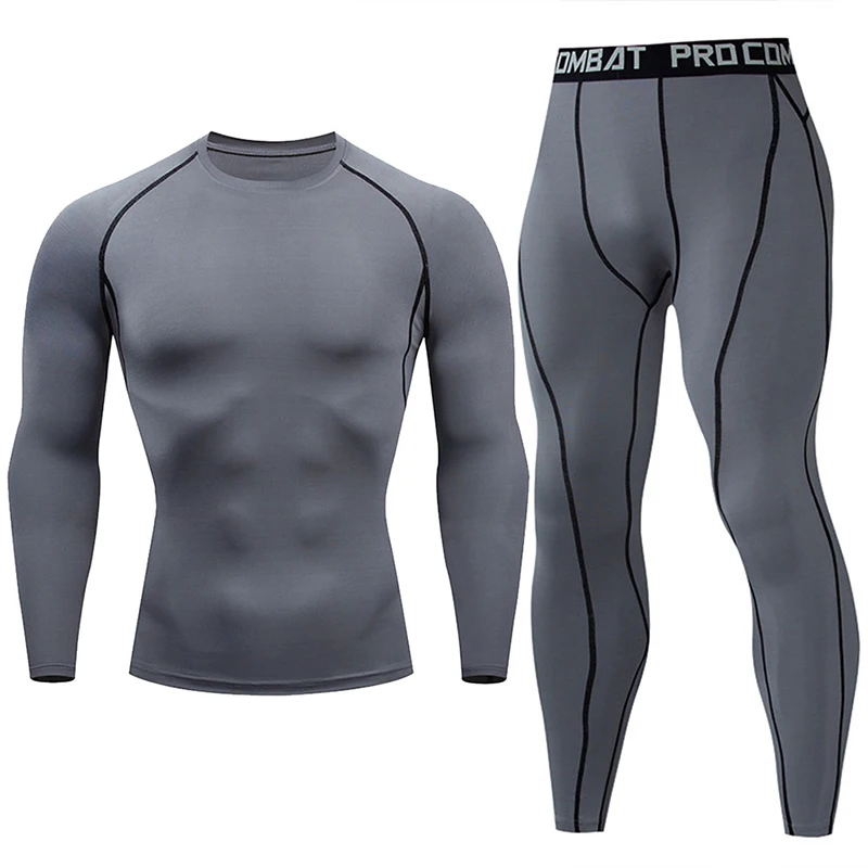 Compression Underwear Men's Bodybuilding T-Shirt Leggings 2 Piece Tracksuit Men