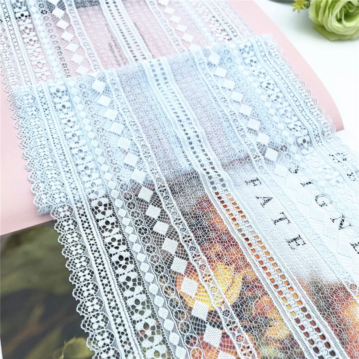 3y/lot Width 22.50cm Sky Blue Elastic Stretch Lace Trim 1