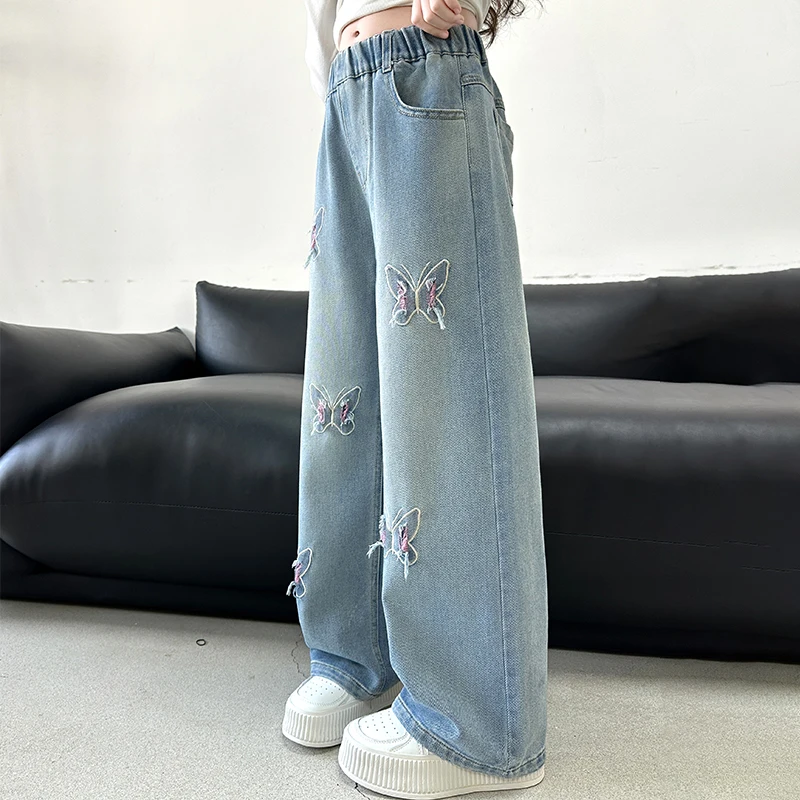 Girls Butterfly Wide Jeans 6