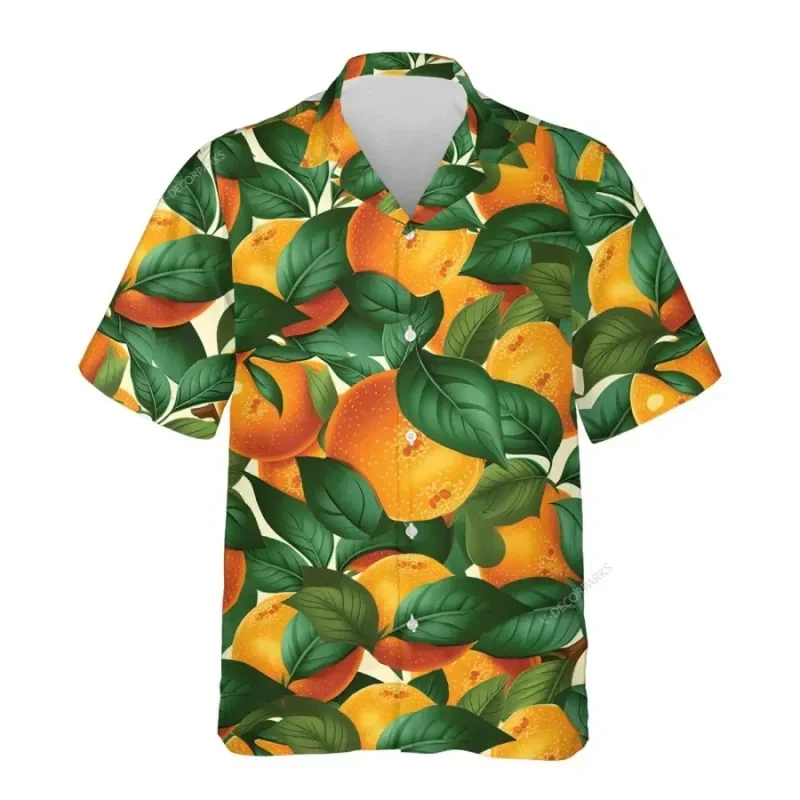 

3d Printed Strawberry Kiwifruit Hawaiian Shirt Men Tropical Fruits Summer Beach Aloha Shirt Button Down Short Sleeve Blouse Tops